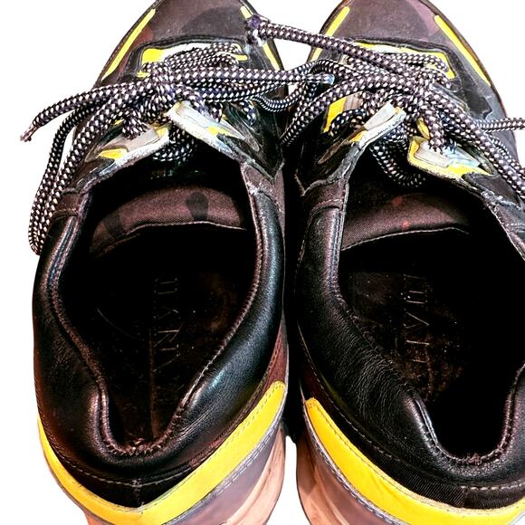 Lanvin Paris Men Sneakers Camo Yellow Details Size 7 Leather Inside and Upper main image 7